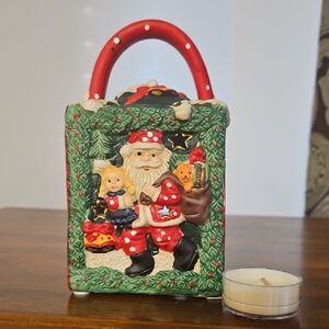 Festive 7" Santa Ceramic Lantern With NEW tealight. LOW $4.99 SHIPPING
